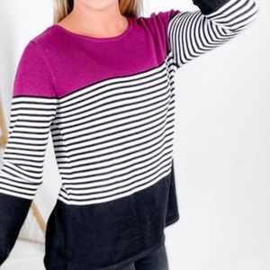 Andree by Unit Luxe Deep Plum & Black Colorblock Top